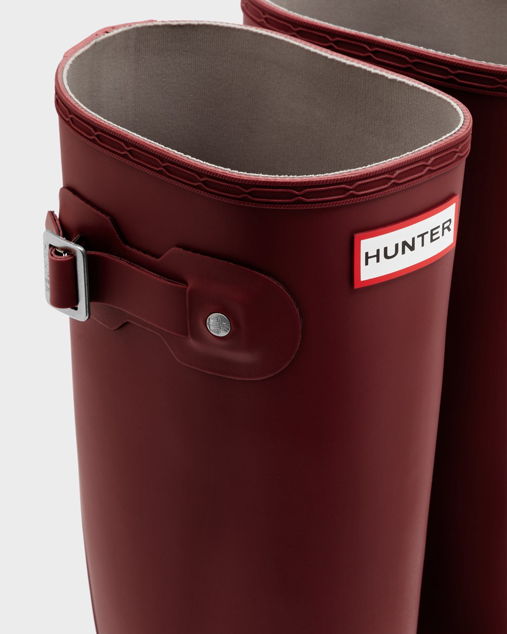 Hunter Mujer Original - Botas de Lluvia Gris Rojas - 942-EPCUHV